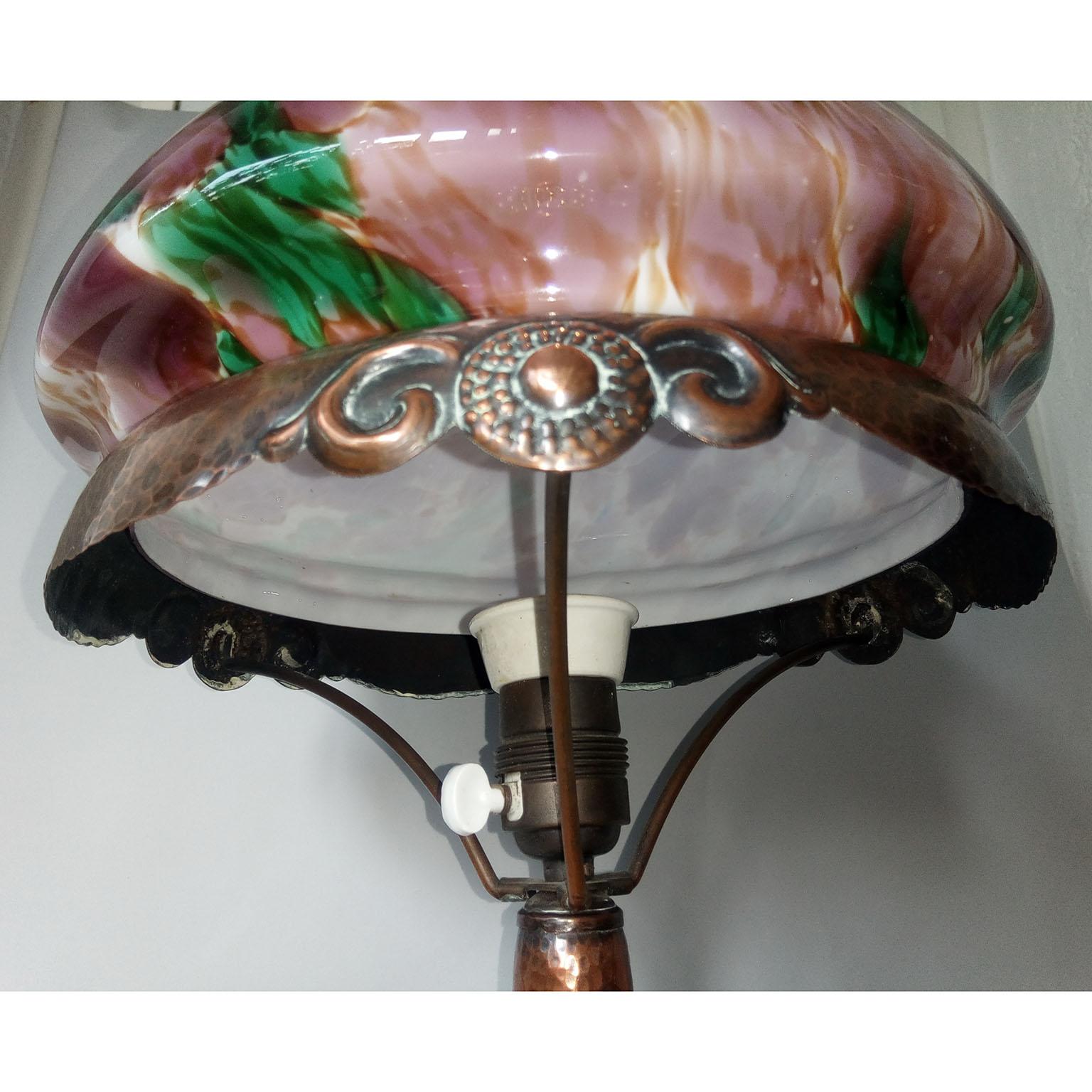 Art Nouveau Swedish Strindberg Hammered Copper Lamp 4