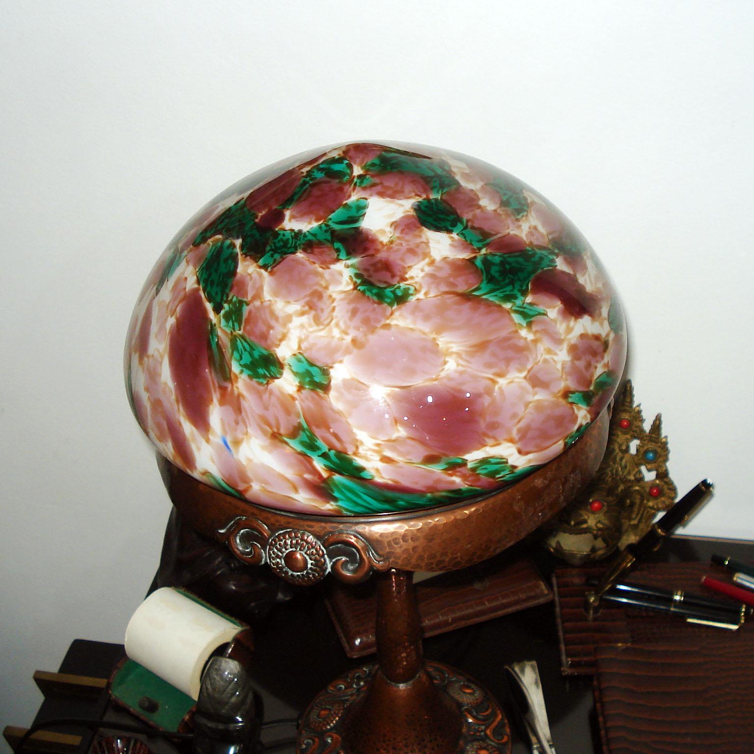 Early 20th Century Art Nouveau Swedish Strindberg Hammered Copper Lamp