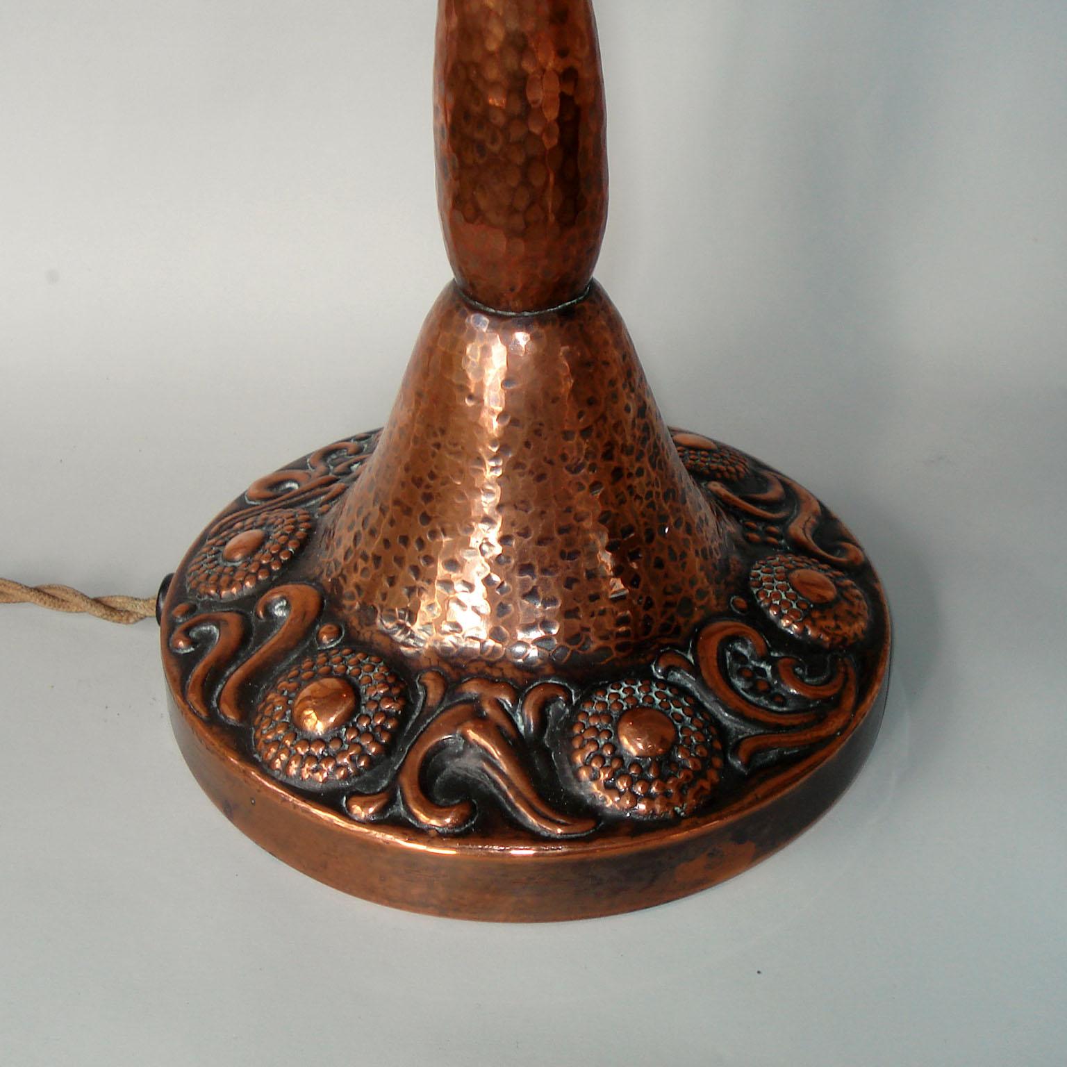 Art Nouveau Swedish Strindberg Hammered Copper Lamp 1
