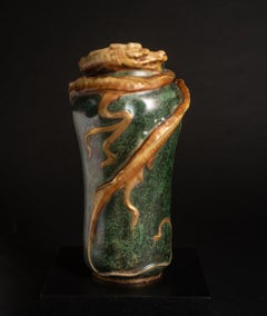 Art Nouveau Swirling Water Dragon Vase by Eduard Stellmacher for RStK Amphora