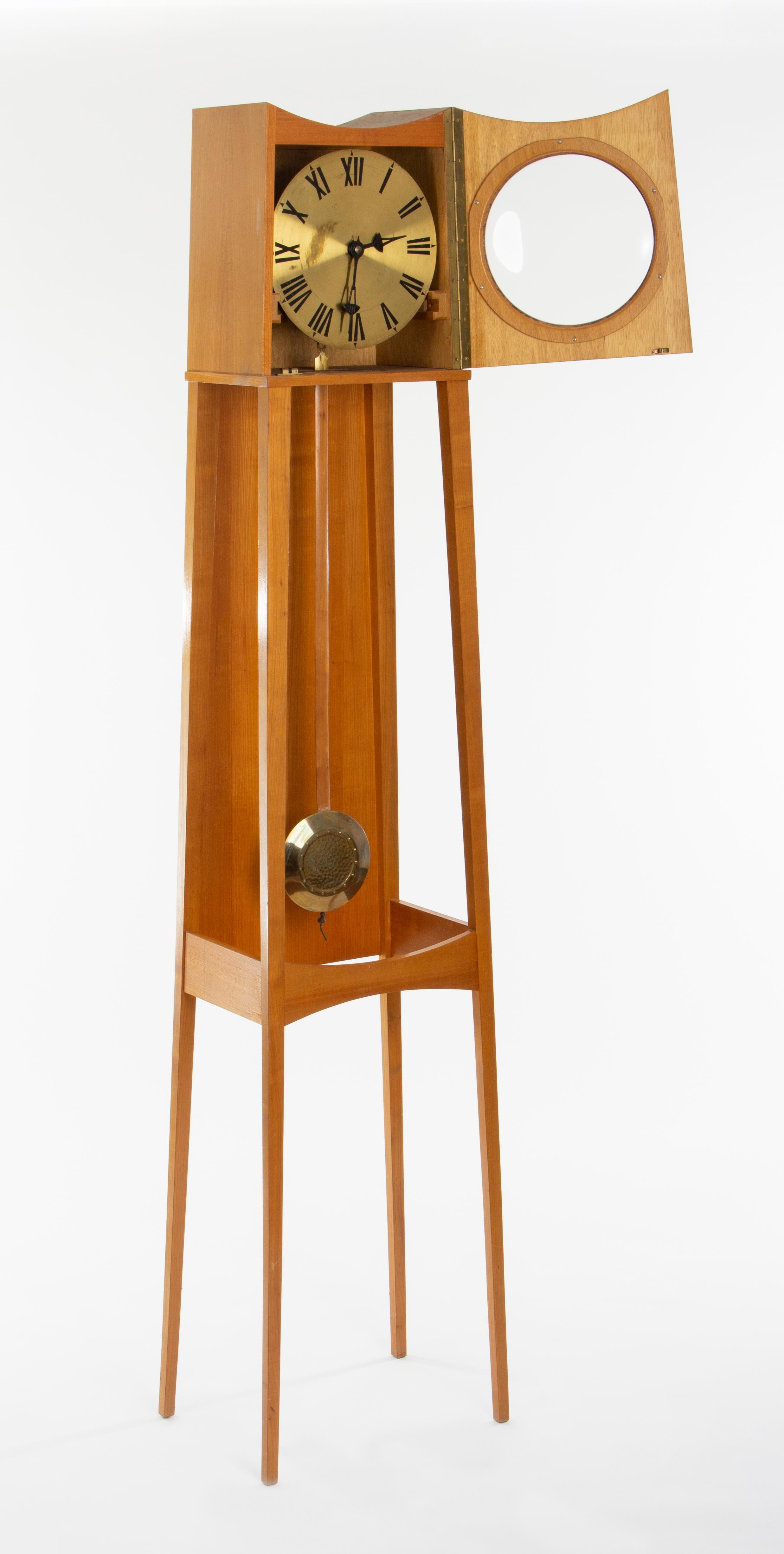 Modern Sycamore Standing Clock, ca. 1950 In Fair Condition In Budapest, HU