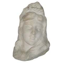 Art Nouveau Symbolism: Marble Sculpture of a Flower Woman - 1Y99
