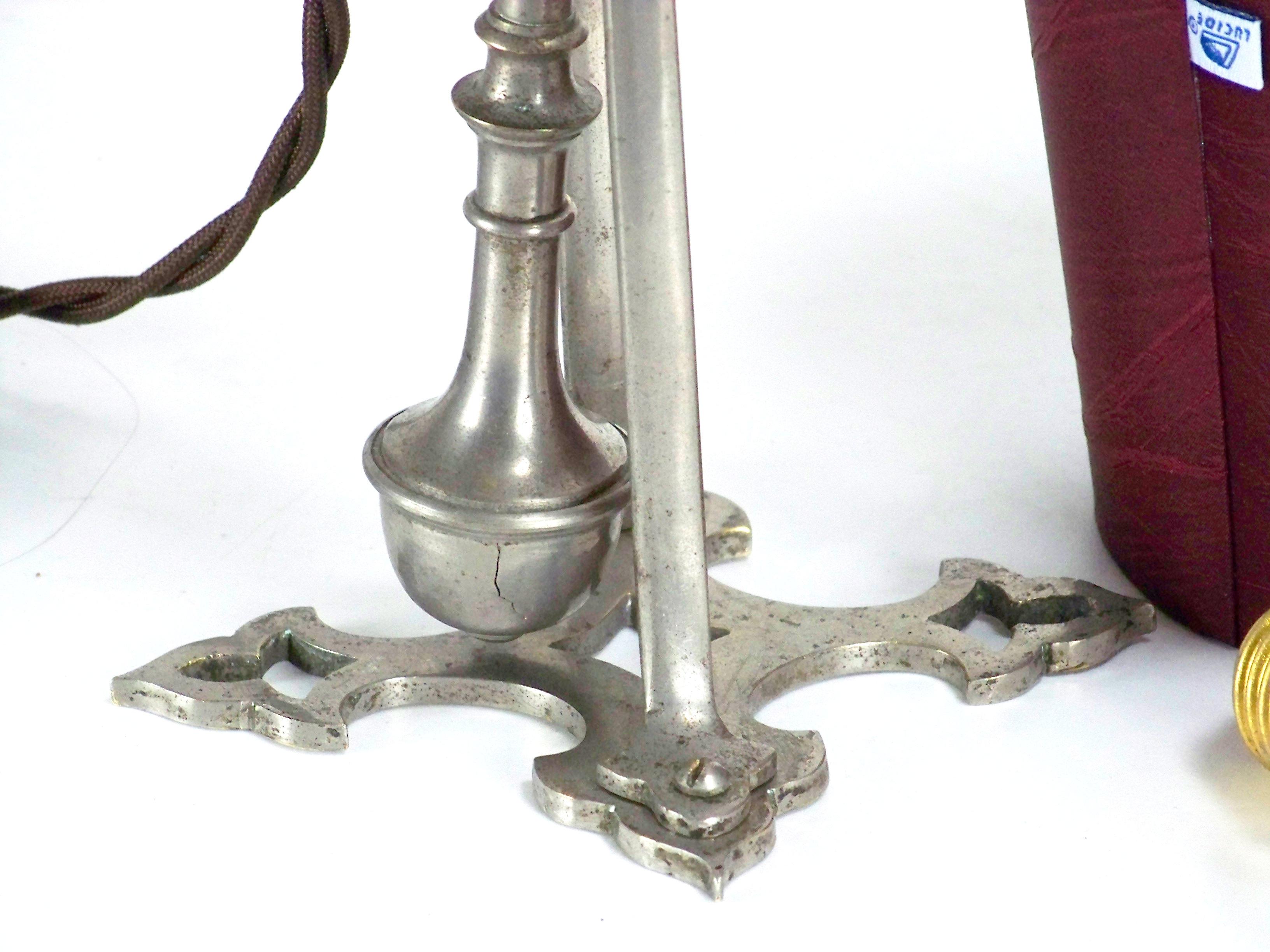Nickel Art Nouveau Table and Wall Lamp, Central Europe, circa 1915