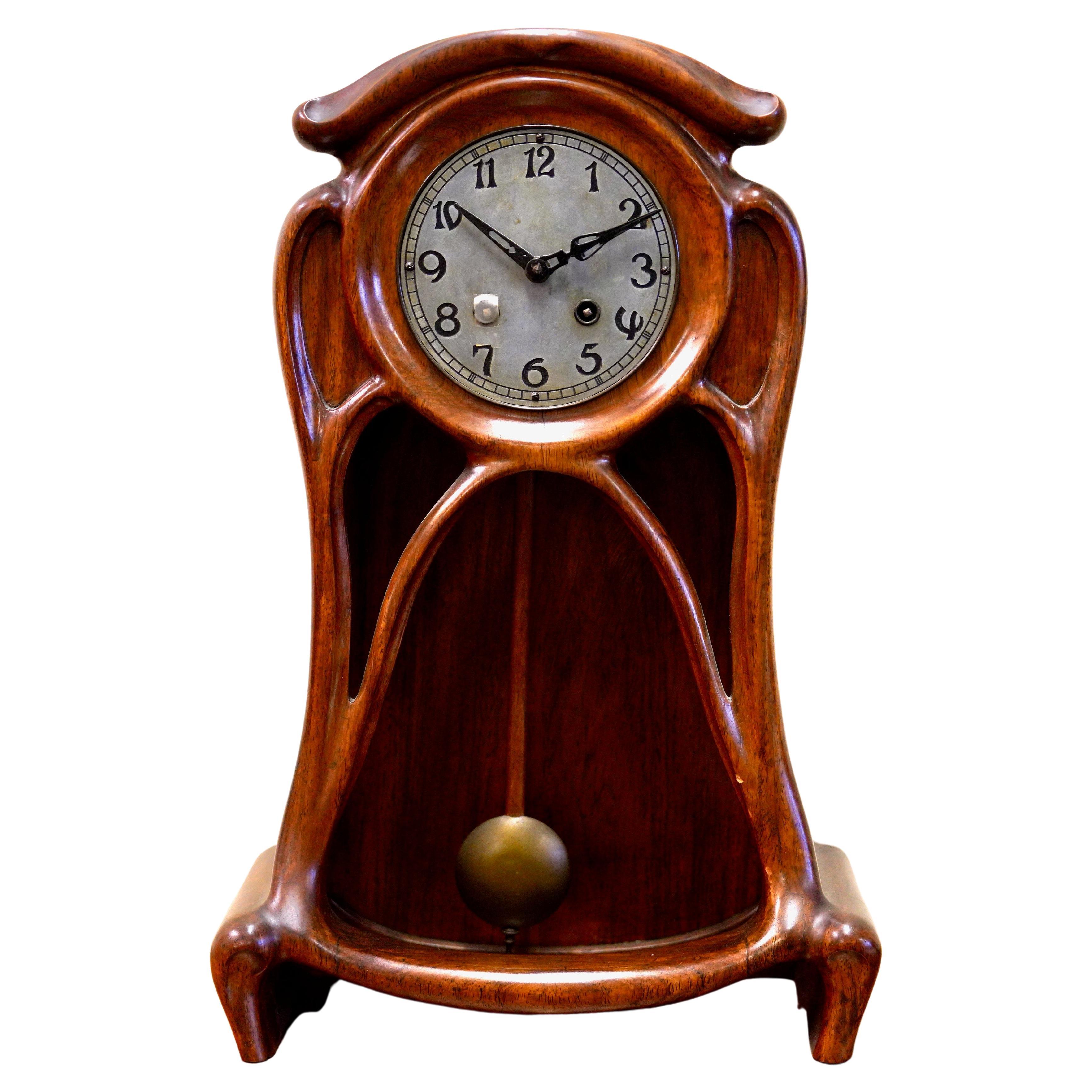 Art Nouveau Table Clock by Christian Ferdinand Morawe, Gustav Becker Clockwork