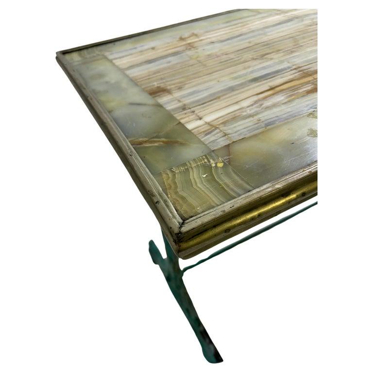 Art Nouveau Table, Enameled Cast Iron and Onyx For Sale 3