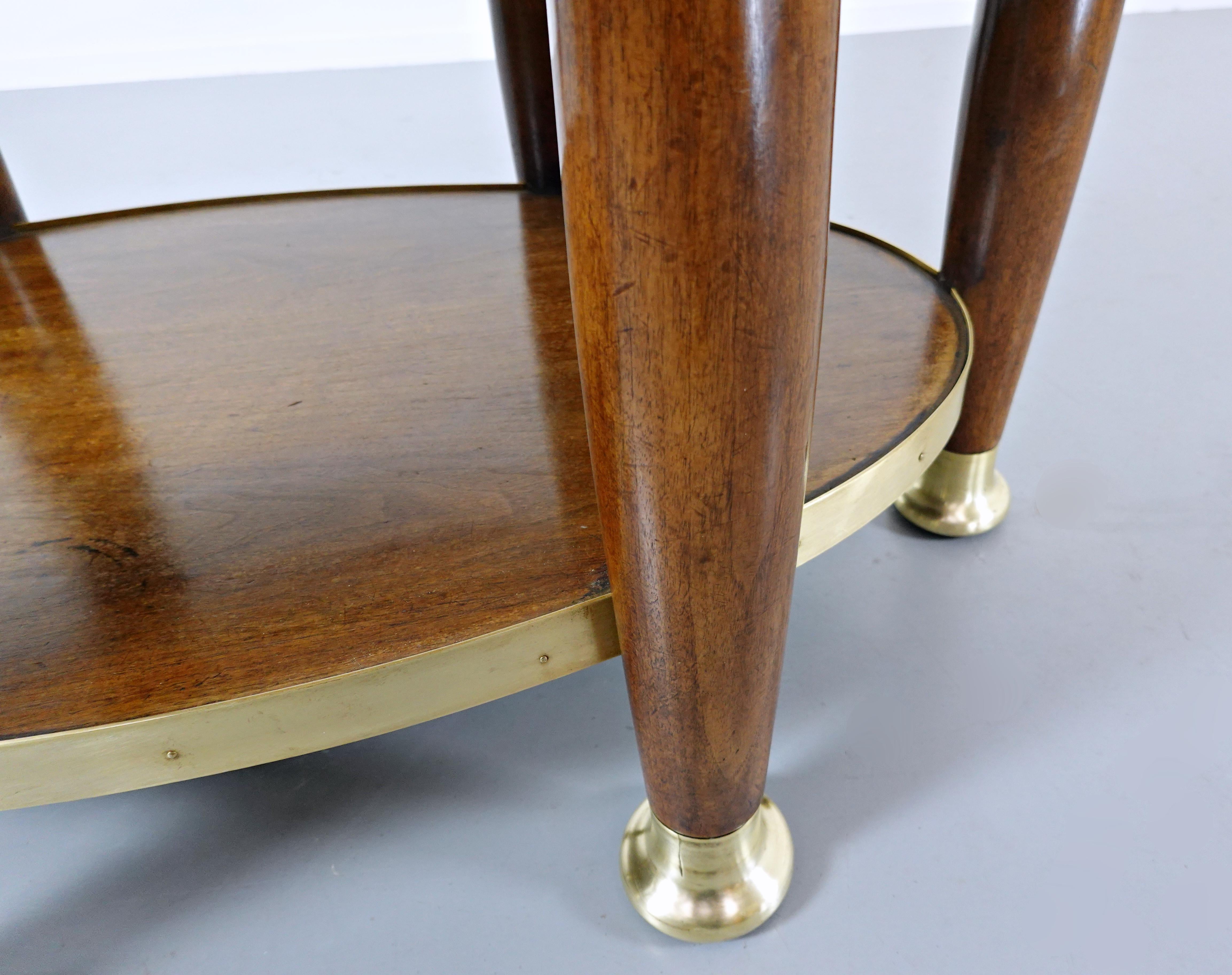 20th Century Art Nouveau Table in the Style of Adolf Loos, Wood and Brass, circa 1910 For Sale