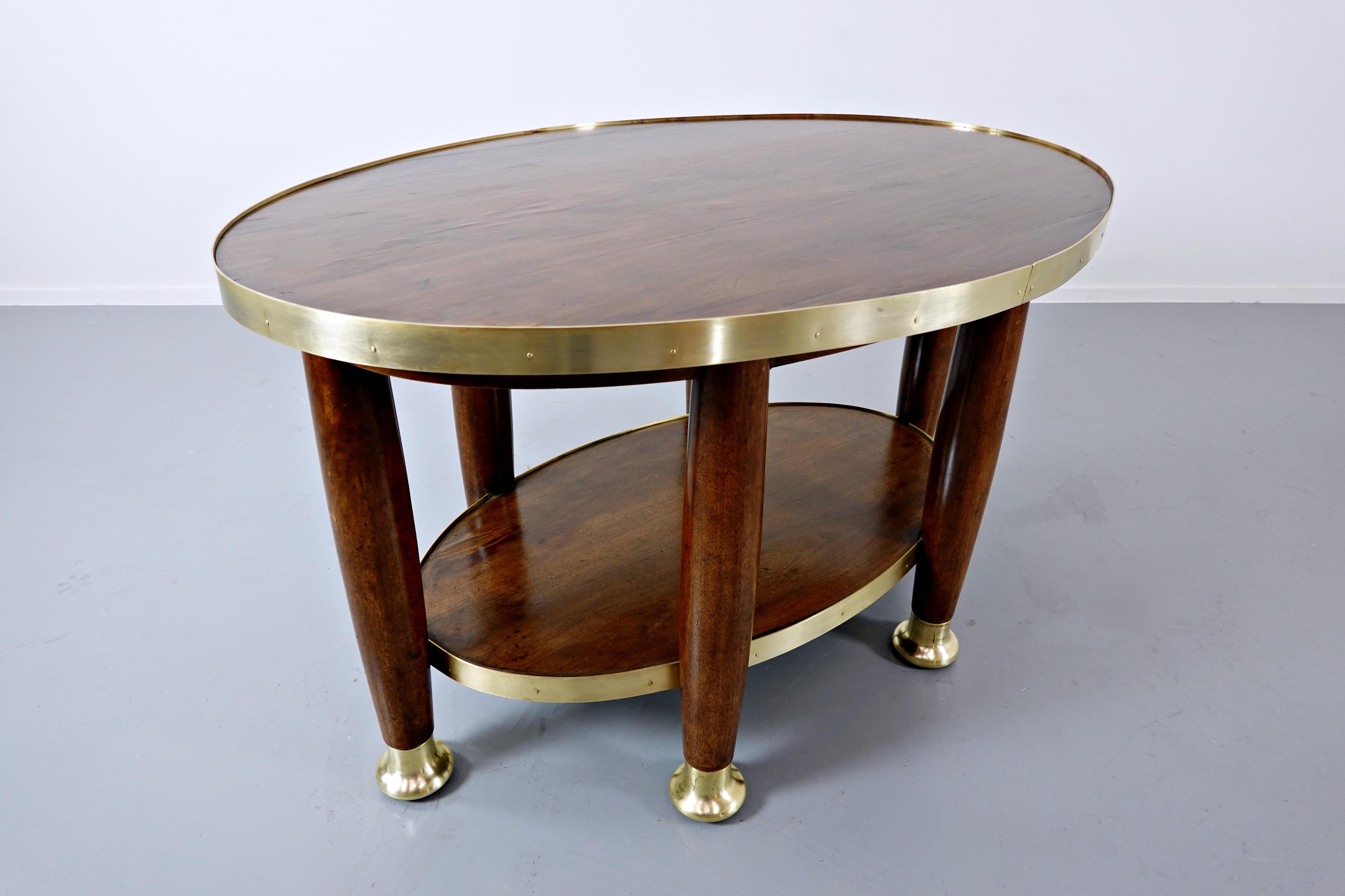 Art Nouveau Table in the Style of Adolf Loos, Wood and Brass, circa 1910 For Sale 3