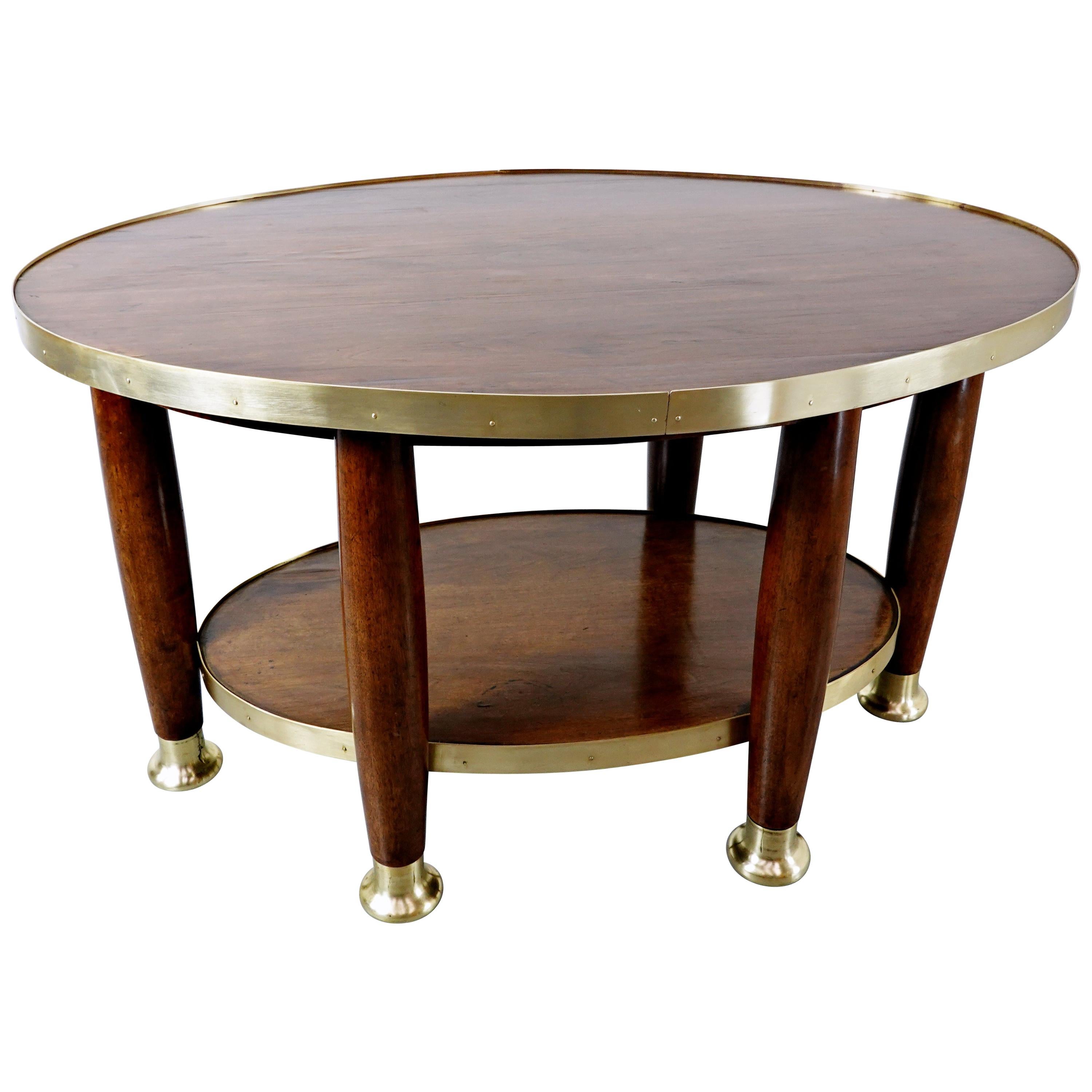 Art Nouveau Table in the Style of Adolf Loos, Wood and Brass, circa 1910