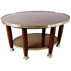 Vintage Art Nouveau Table in the Style of Adolf Loos, Wood and Brass, circa 1910