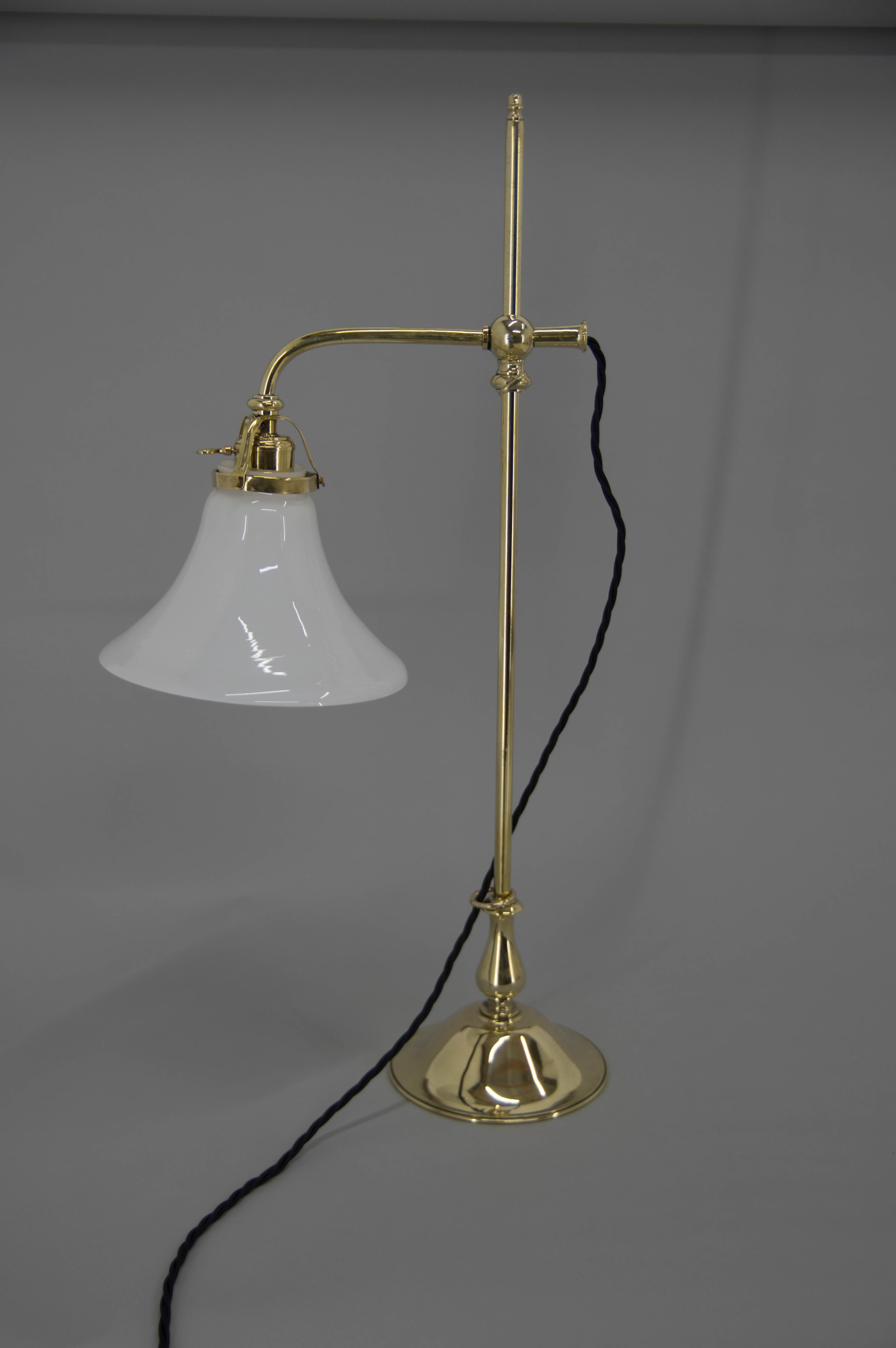 Brass Art Nouveau Table Lamp, 1910s, Restored For Sale