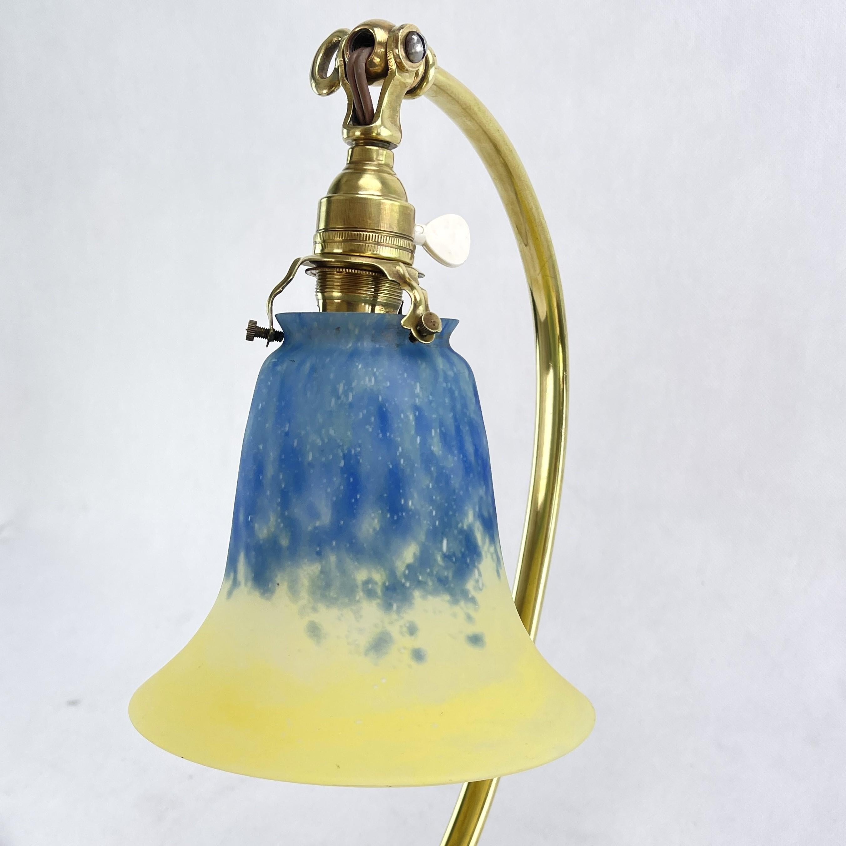 Art Nouveau Table Lamp Bronze Daum Nancy Pate de Verre Glass, 1900s 3