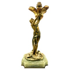 Art Nouveau Table Lamp by Eugène Lelièvre for Susse Frères – Gilt Bronze & Onyx