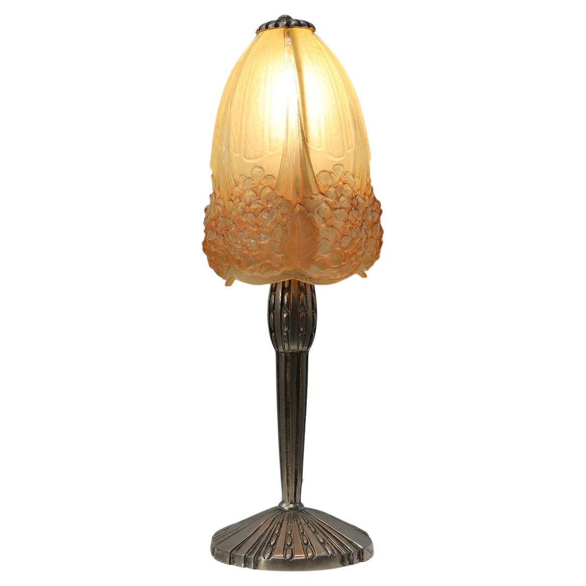 Jugendstil-Tischlampe von Muller Frères für Hettier 
Vincent, Frankreich ca. 1910