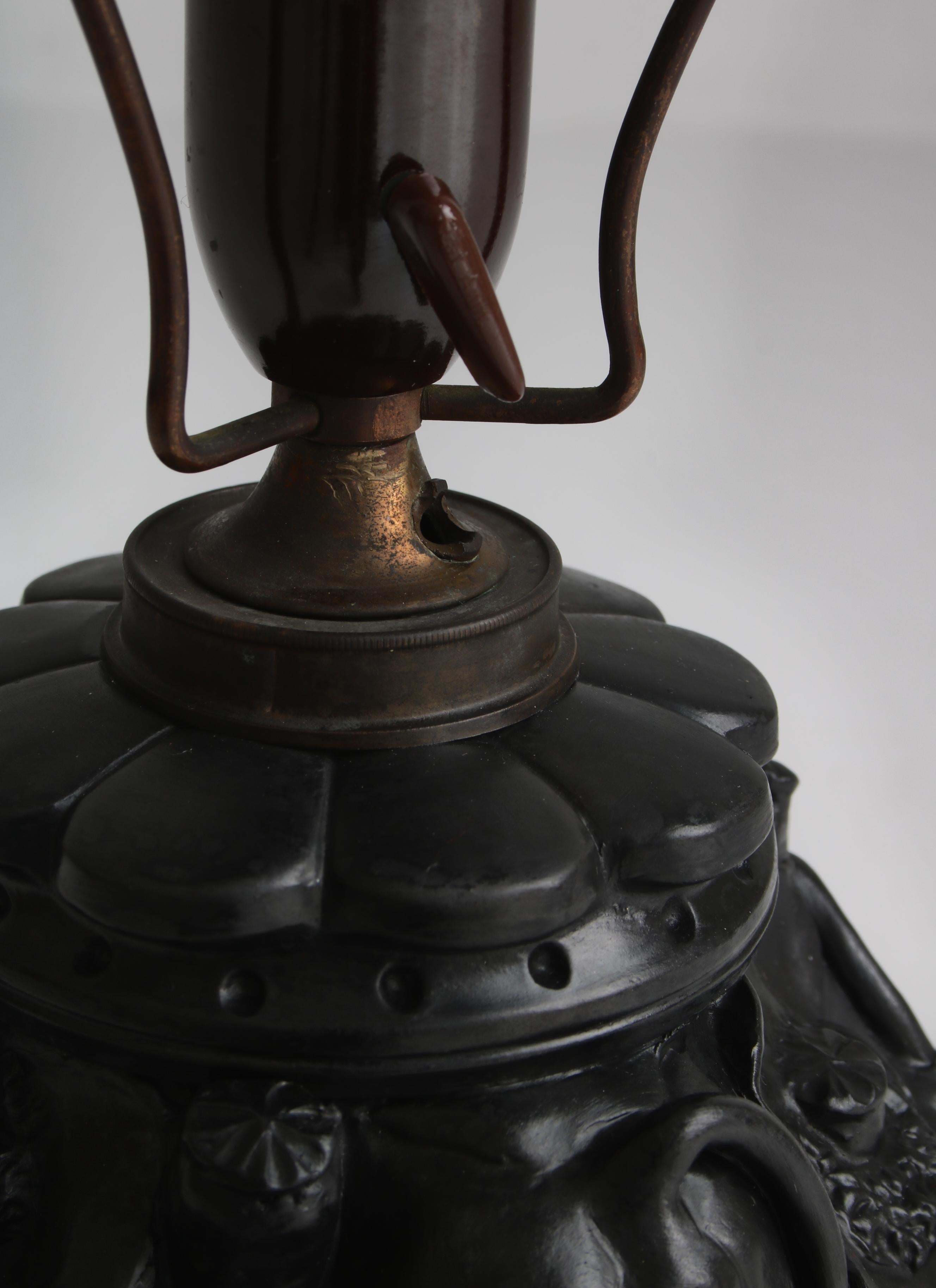 Earthenware Art Nouveau Table Lamp, Poppy Decor, Black Terracotta, 