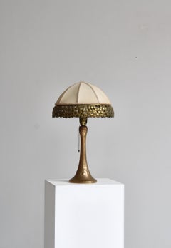 Lampe de bureau Art Nouveau en laiton avec motifs floraux, Mogens Ballin, 1919, Danemark