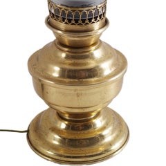 Art Nouveau Table Lamp in Gilded Brass Lampshade Murano-glass Handle Engraved