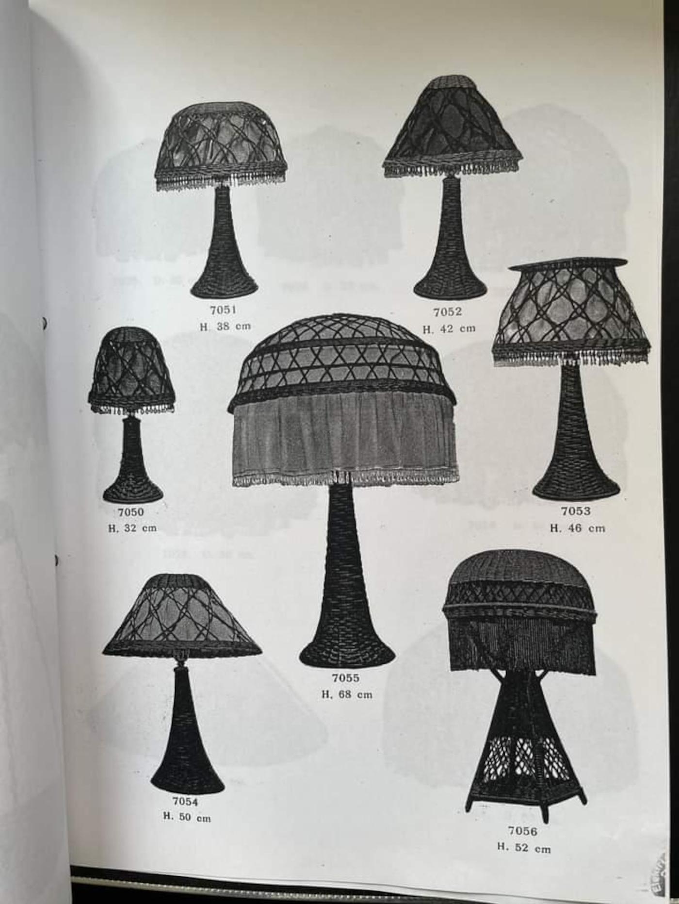 Lampada da tavolo Art Nouveau in rattan di Lund & Lawerentz, Danimarca, anni '30 in vendita 7