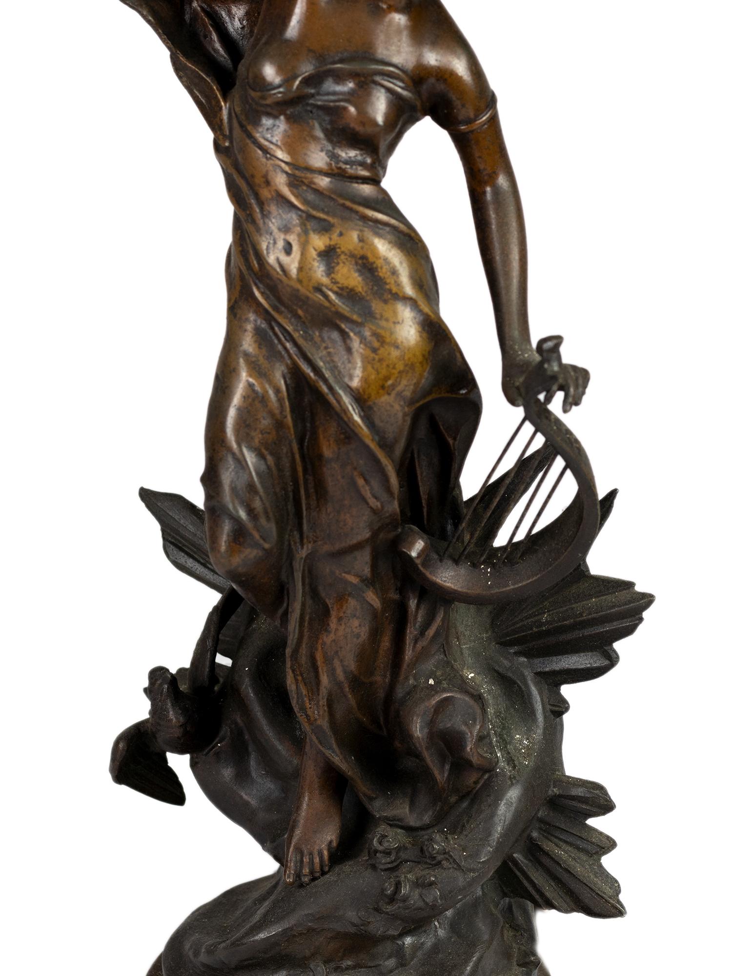 Art nouveau Lampe de table Art Nouveau Lever de l'Aurore par J. Causse, 19ème siècle en vente