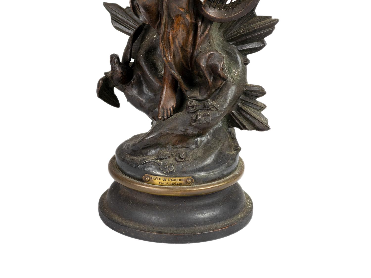 Français Lampe de table Art Nouveau Lever de l'Aurore par J. Causse, 19ème siècle en vente