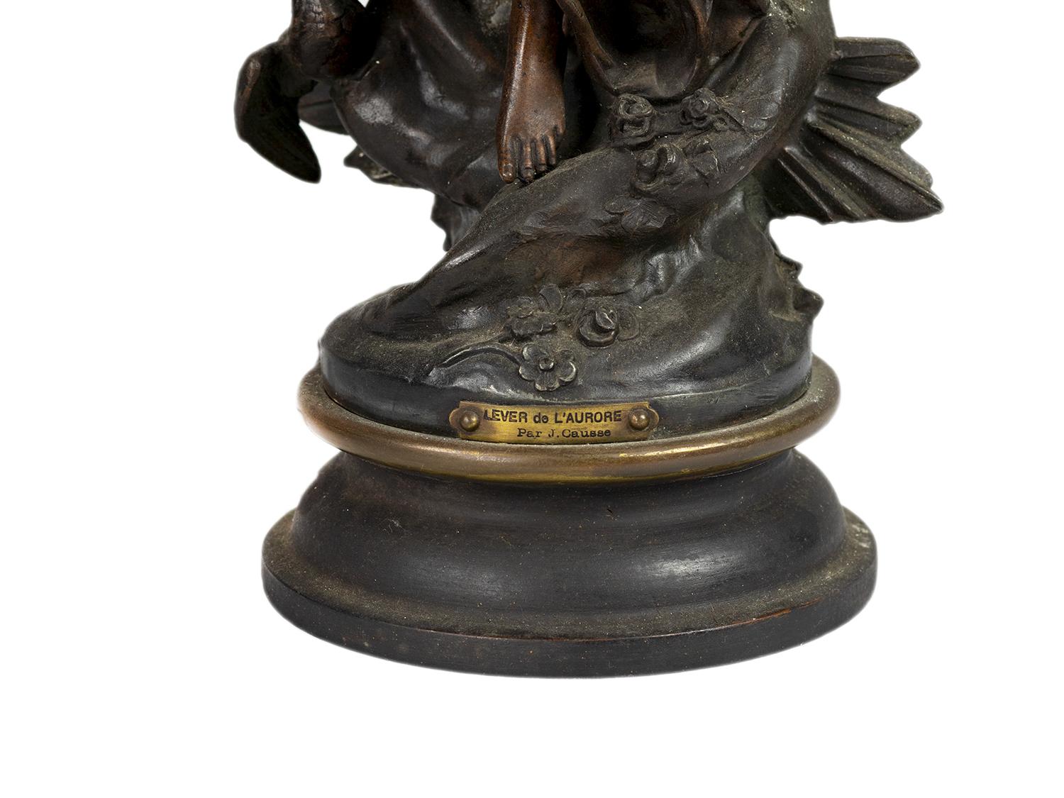 Lampe de table Art Nouveau Lever de l'Aurore par J. Causse, 19ème siècle Bon état - En vente à Lisbon, PT