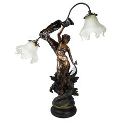 Art Nouveau Table Lamp Lever de l’Aurore by J. Causse, 19th Century