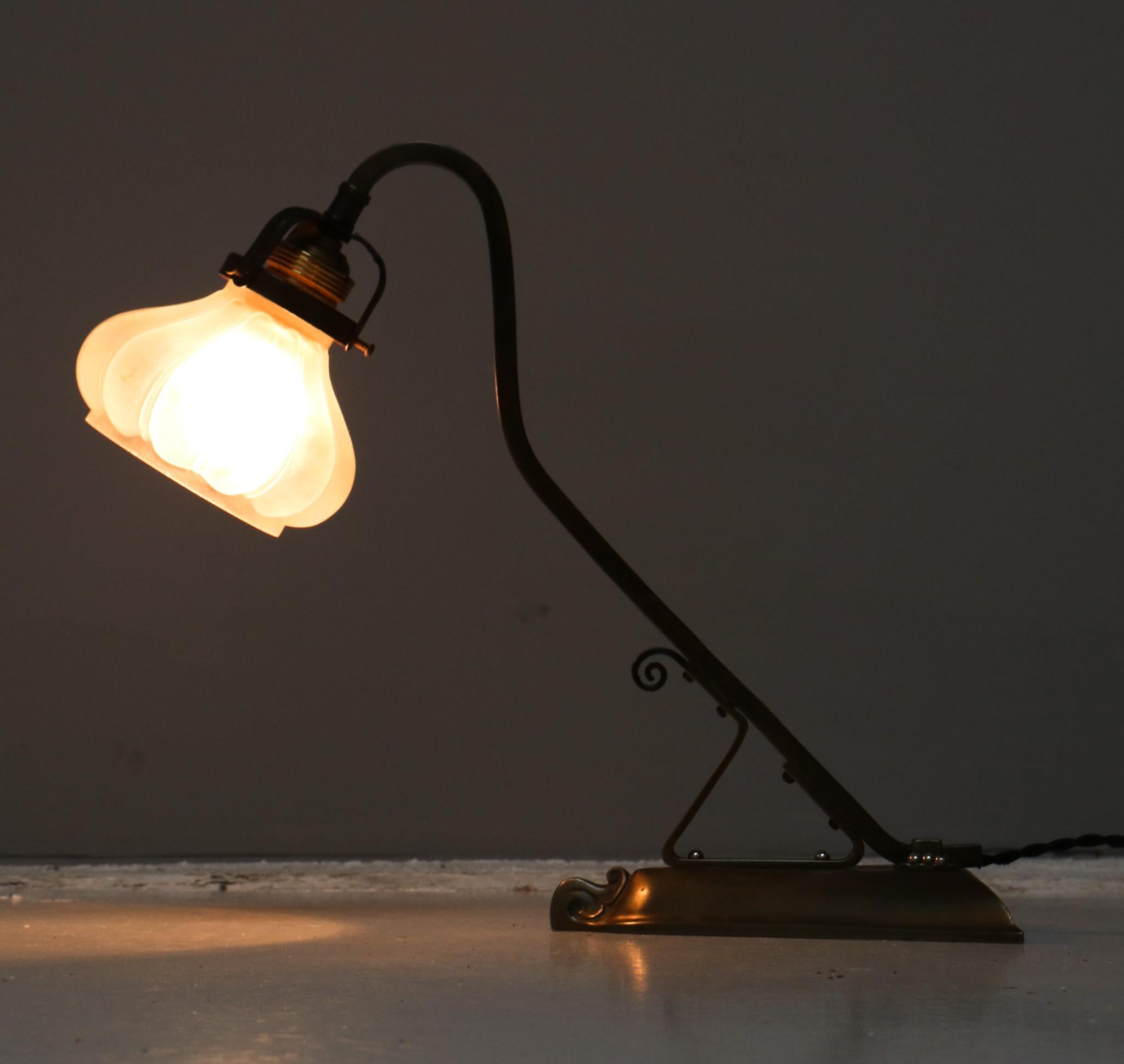 Brass Art Nouveau Table Lamp or Desk Lamp, 1900s For Sale