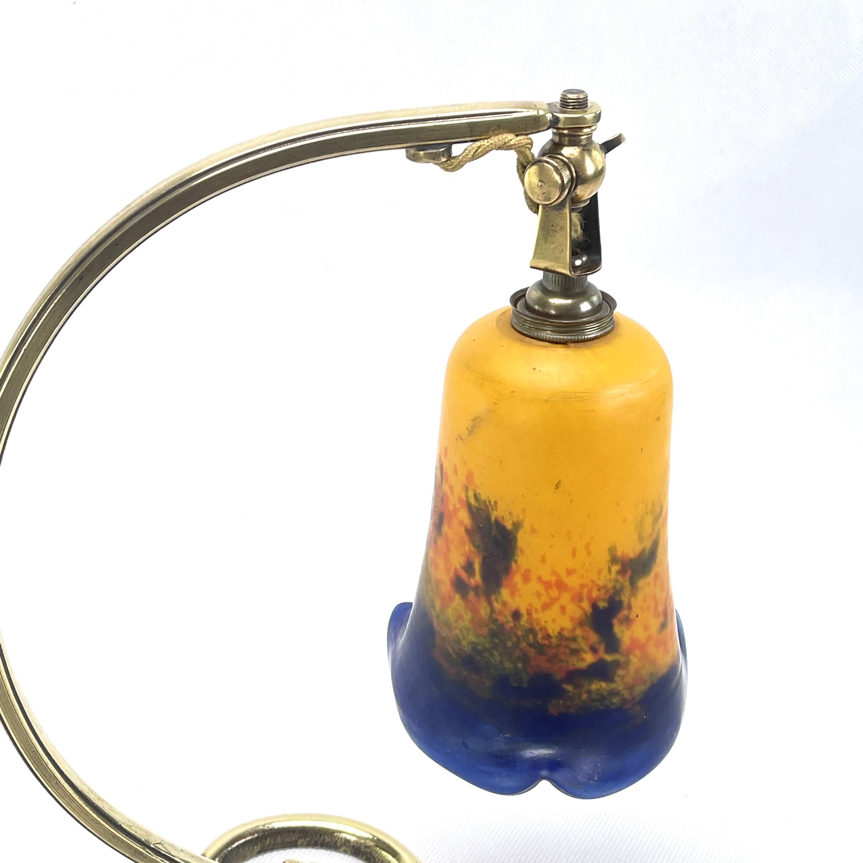 Jugendstil-Tischlampe, Pate De Verre-Glas, 1900er Jahre im Zustand „Gut“ im Angebot in Saarburg, RP