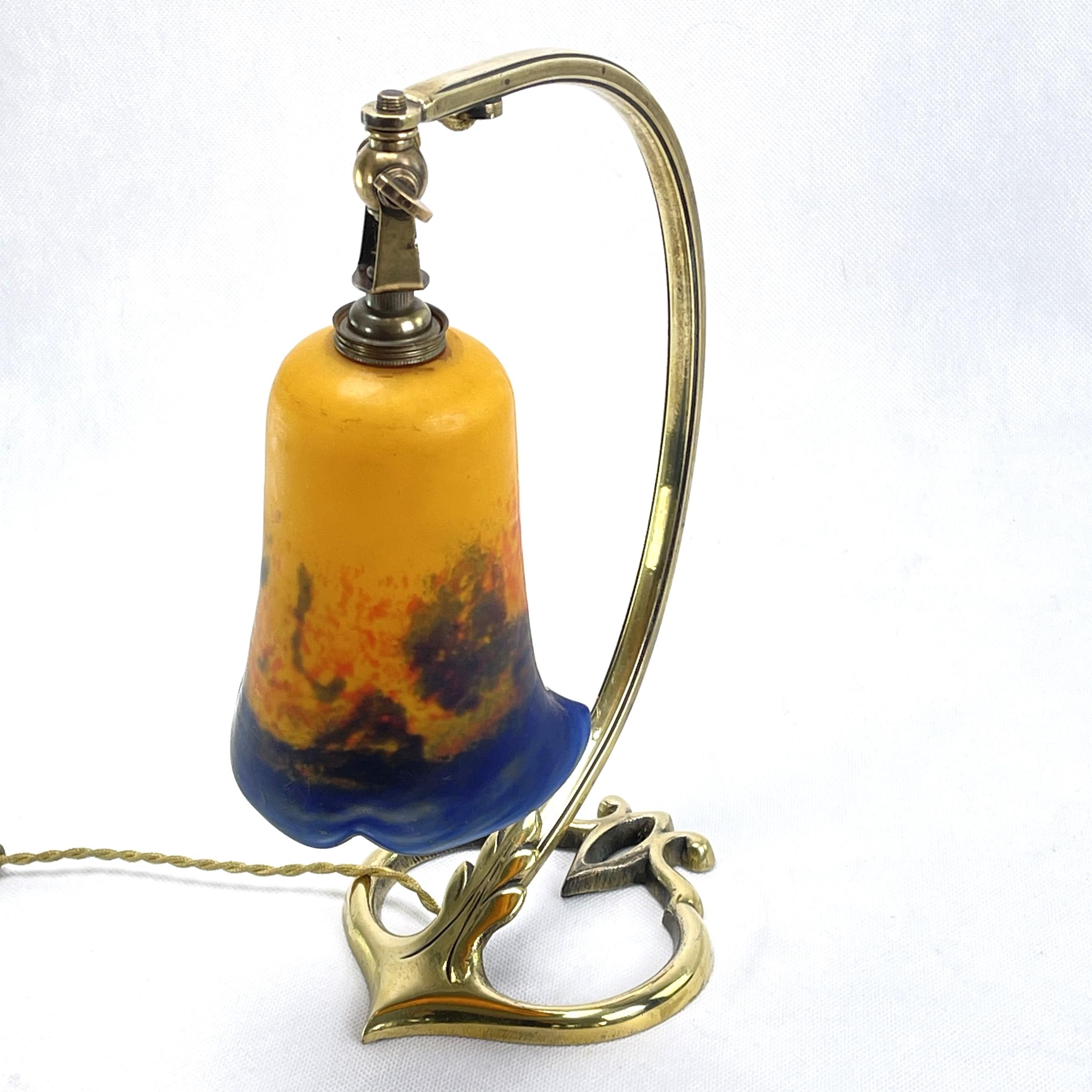 Jugendstil-Tischlampe, Pate De Verre-Glas, 1900er Jahre im Angebot 1