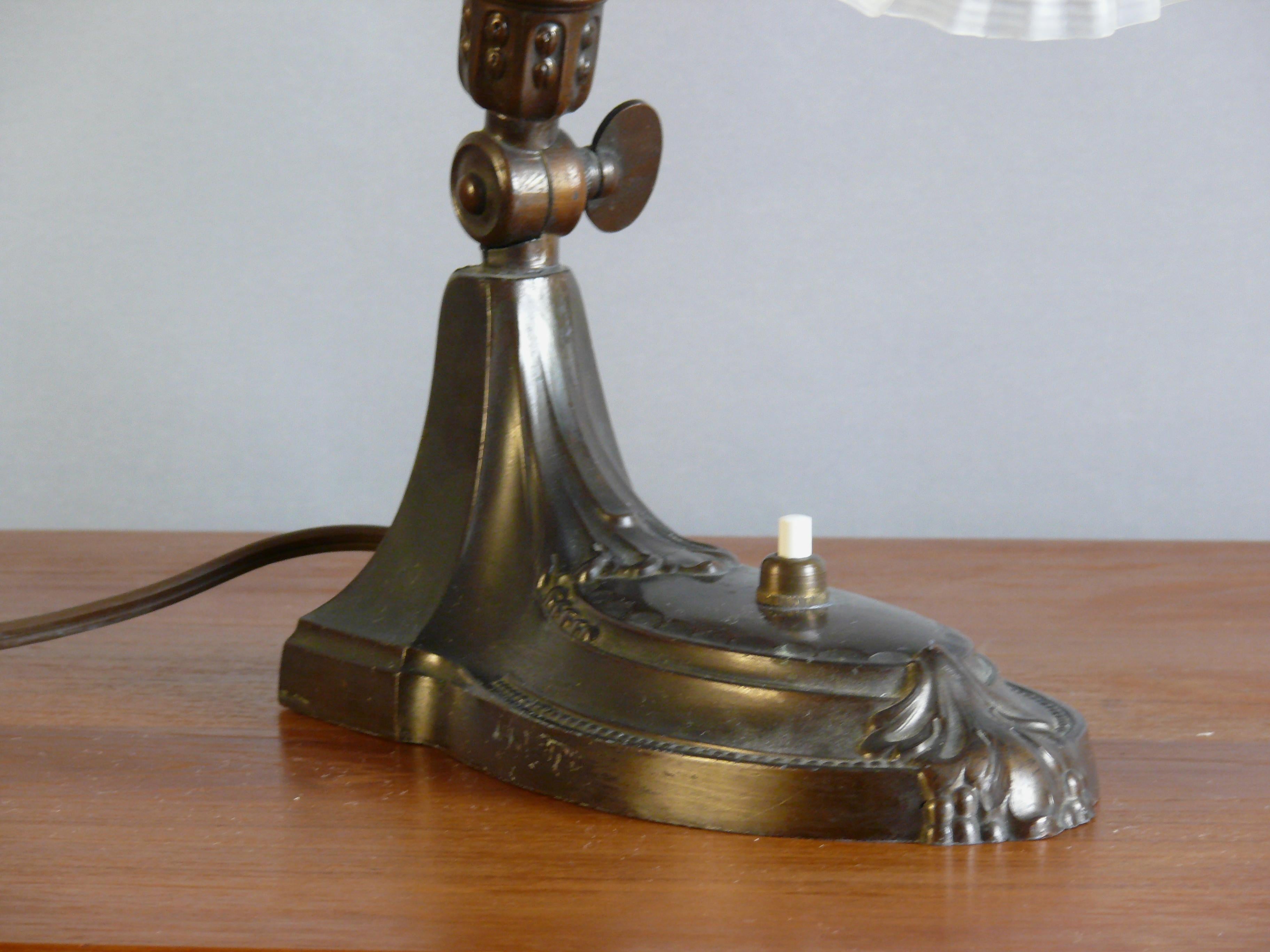 Brass Art Nouveau Table Lamp / Piano Lamp For Sale