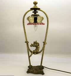 Art Nouveau Table Lamp Putto on Swing, 1920