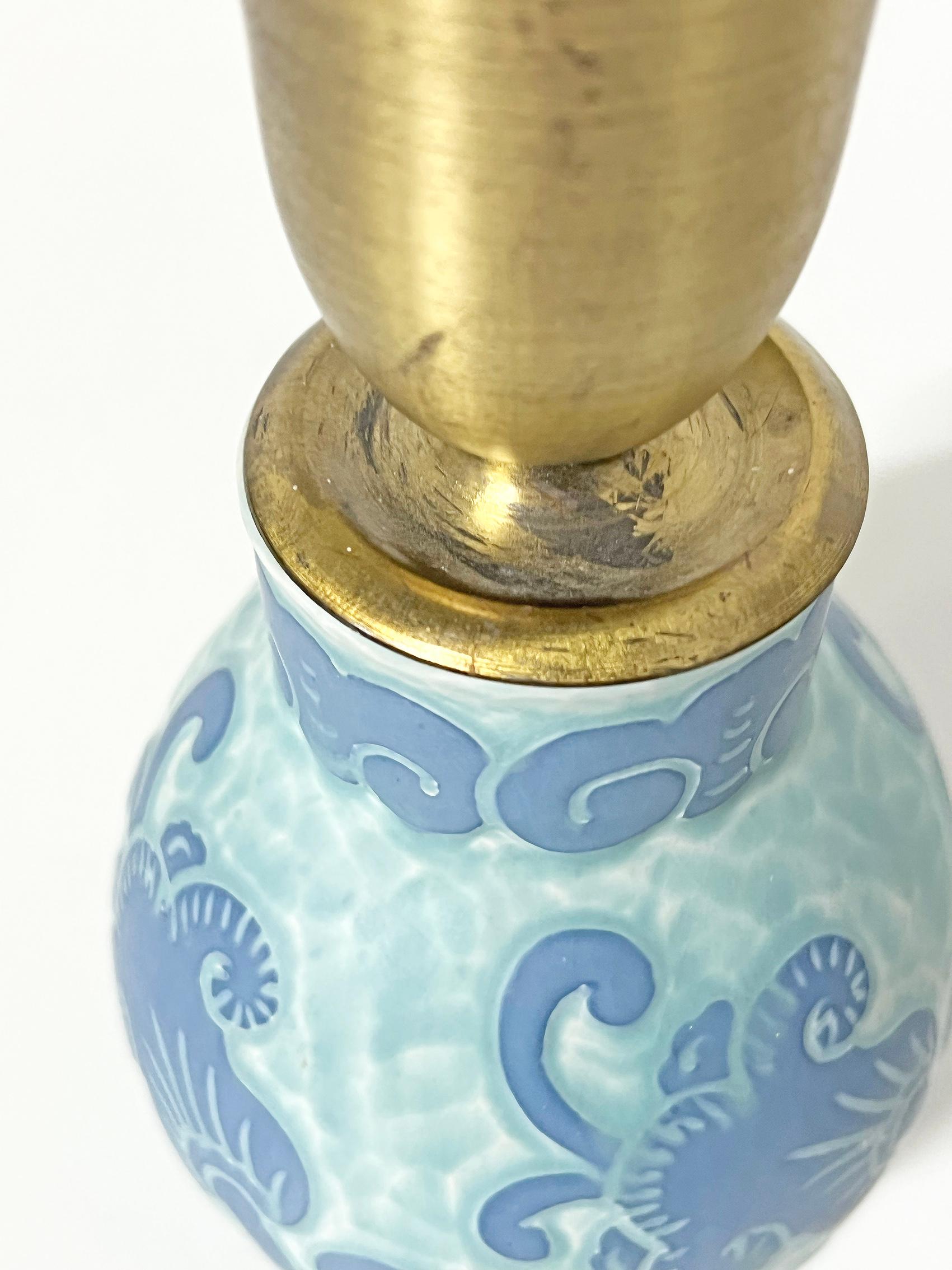 Early 20th Century  Art Nouveau Table Lamp, Sgraffito, Josef Ekberg for Gustavsberg -1921 For Sale