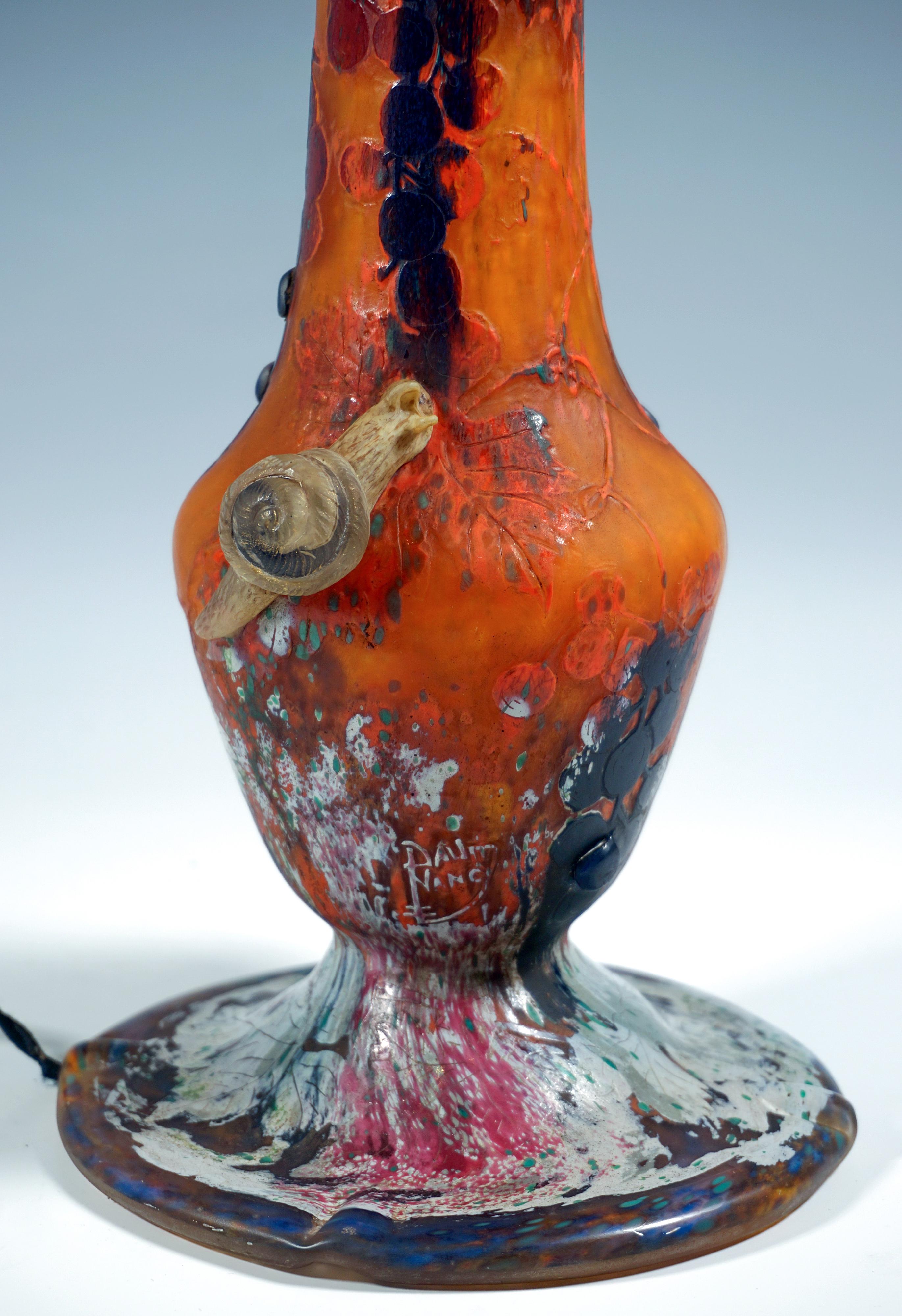Lampada da tavolo Art Nouveau 'Vignes Et Escargots', Daum Nancy, Francia, Circa 1905 in vendita 7