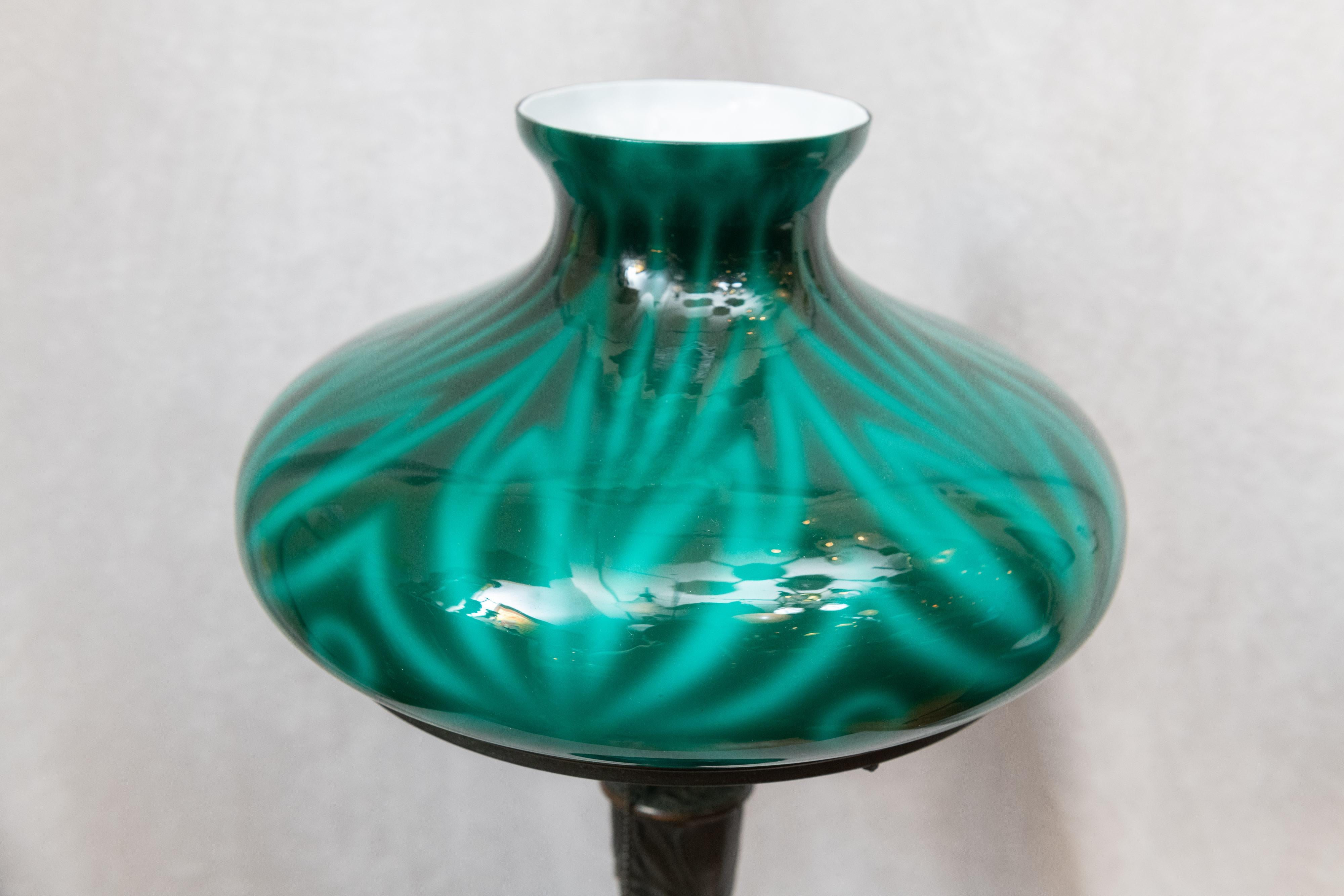 Art Nouveau Table Lamp with Spider Shade by Emeralite In Excellent Condition In Petaluma, CA