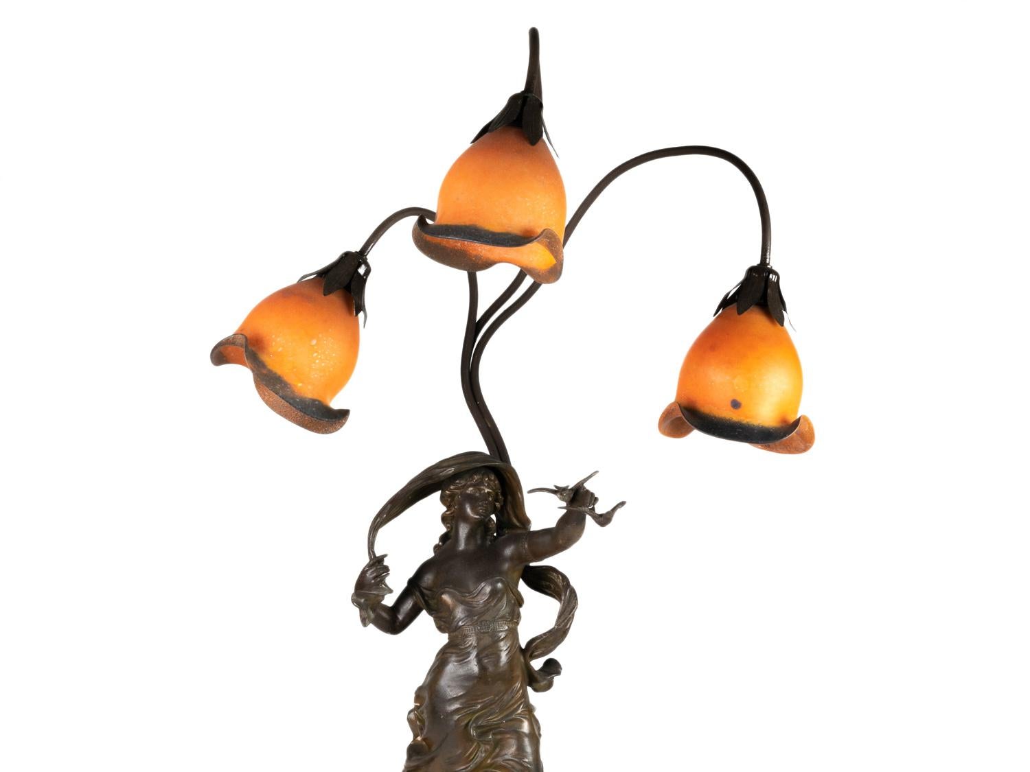 An Art Nouveau table lamp titled 