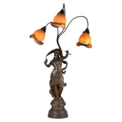 Lampe de table Art Nouveau avec tulipes camées, 20e siècle