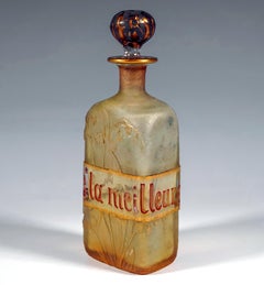 Art Nouveau Talking Liquor Bottle, 'C'est la meilleure', Daum Nancy France, 1890