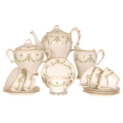 Art Nouveau Tea Set Limoges Porcelain French A. Lanternier Floral Decor 15 Pcs
