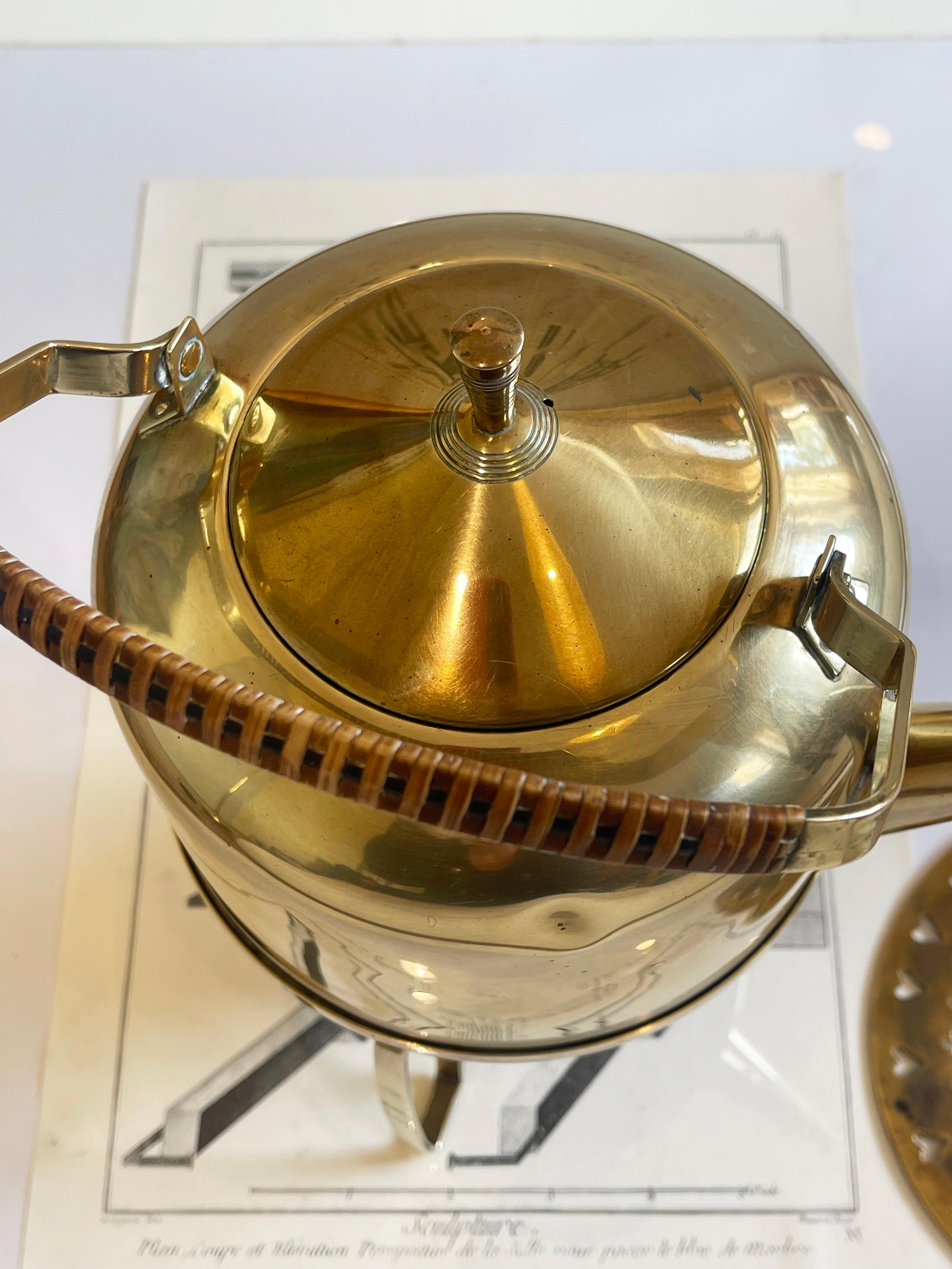 Art Nouveau Teapot & Warmer Brass-Early 20th Century by F. & R. Fischer, Germany For Sale 9