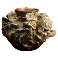 Vase Art Nouveau Tempestueux avec poissons stylisés de Theo Perrot