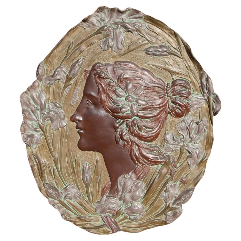Jugendstil Terrakotta Basrelief von Ernst Wahliss Wien Österreich im Angebot