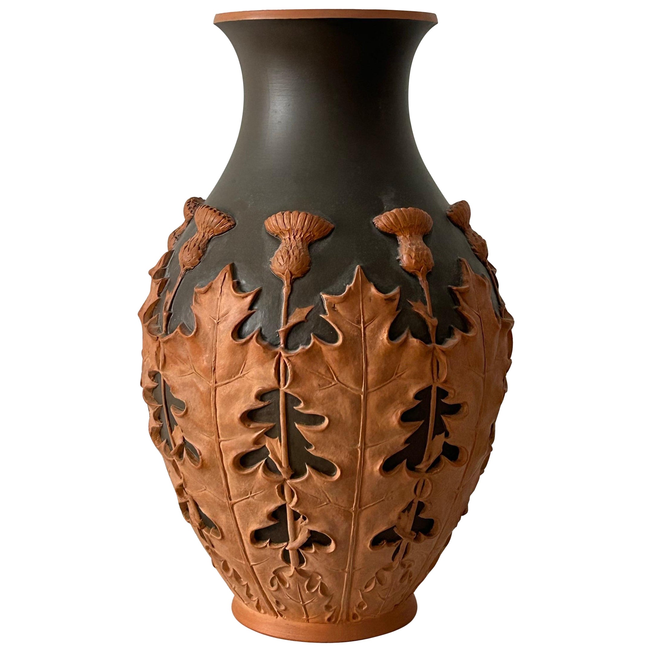 Vaso in terracotta Art Nouveau di Valdemar Koch (1852-1902), A.P.C., C.1890.