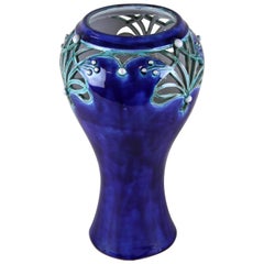 Art Nouveau Terracotta Vase Dark Blue Glaze, Hungary, circa 1915