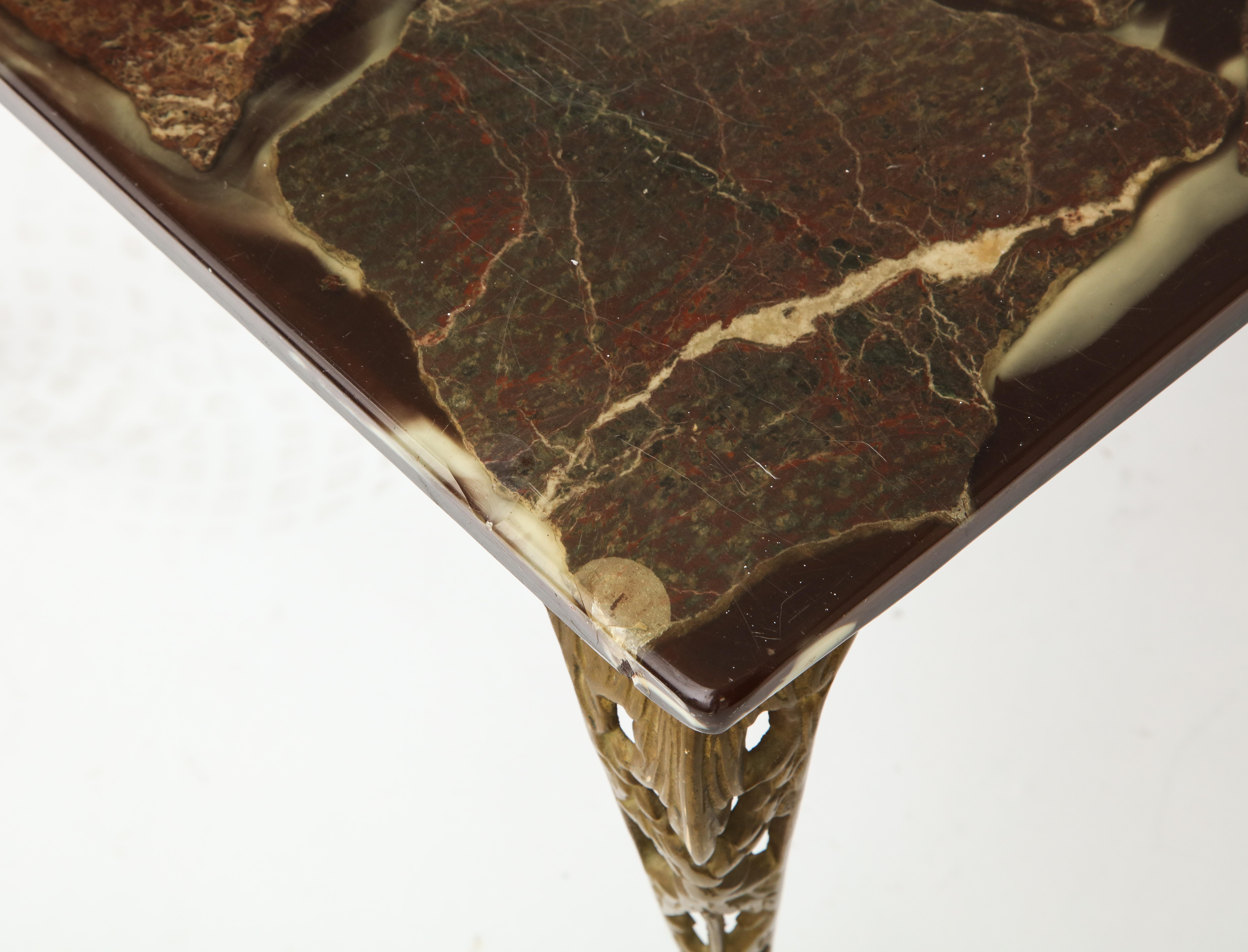 Brass Art Nouveau Terrazzo Resin Top Coffee Table