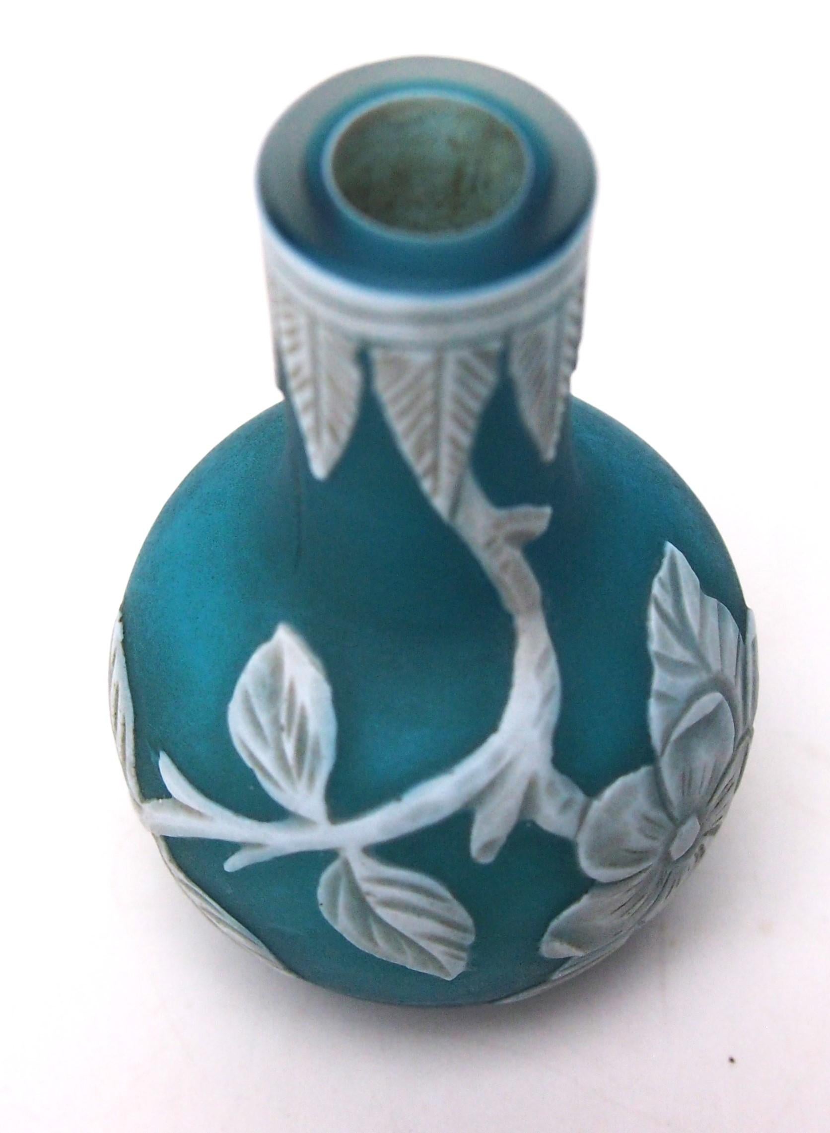 Late 19th Century Art Nouveau Thomas Webbs  & Sons Wheel Carved Cameo Miniature Glass vase c1880
