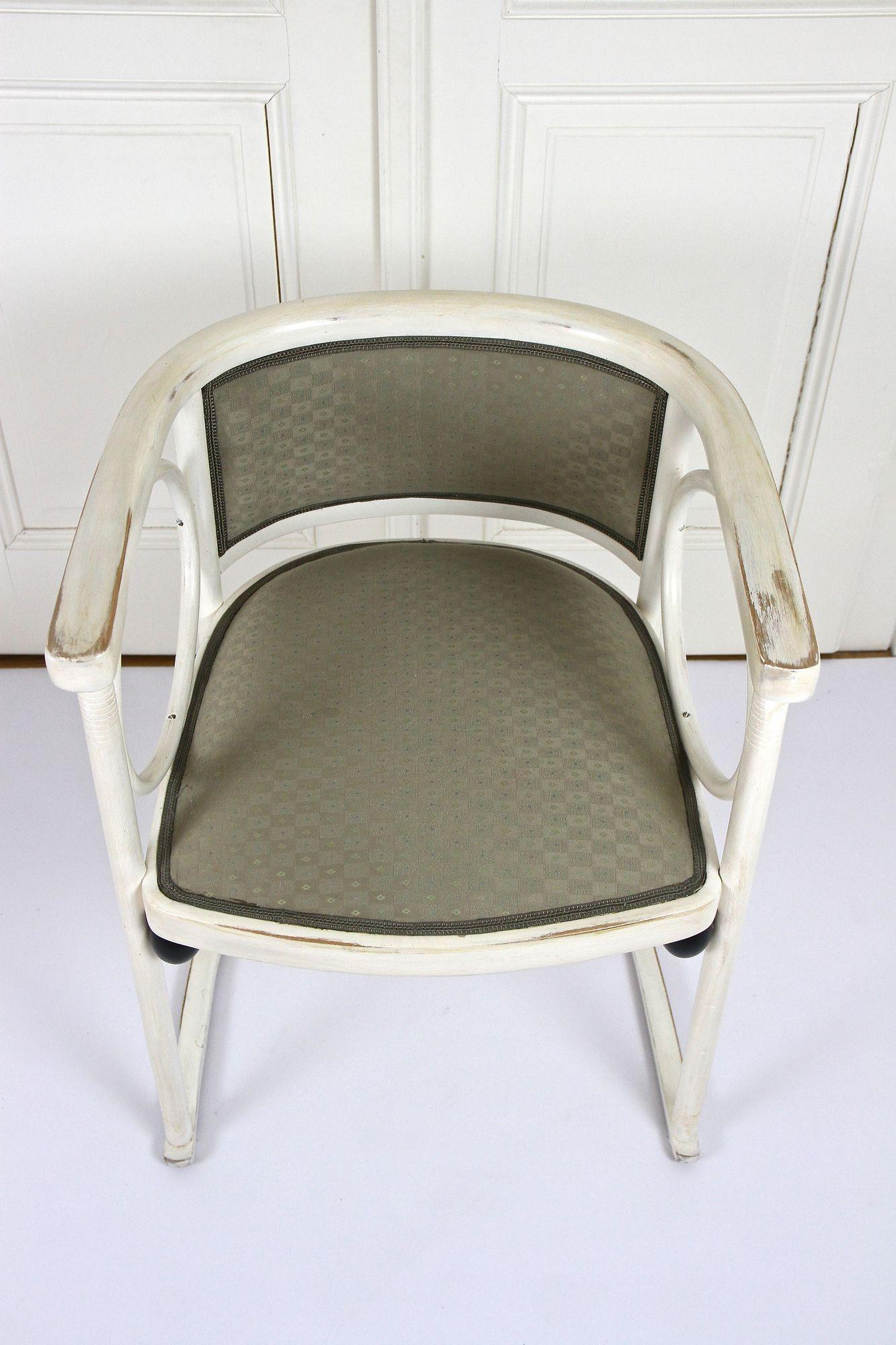 Art Nouveau Thonet Armchairs by Josef Hoffmann, White Lacquered, AT ca. 1905 For Sale 5
