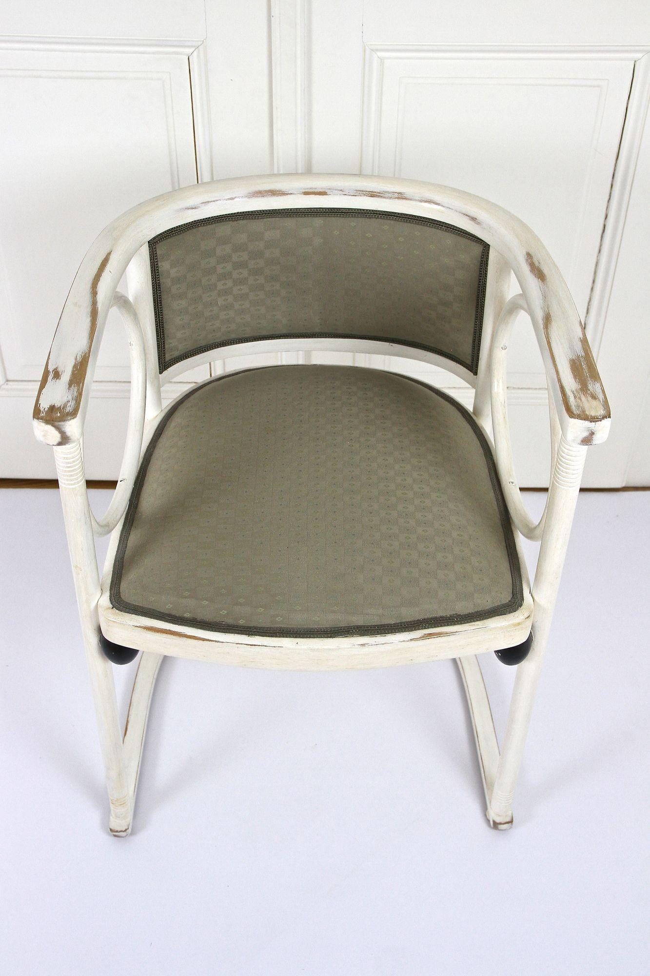 Art Nouveau Thonet Armchairs by Josef Hoffmann, White Lacquered, AT ca. 1905 For Sale 6
