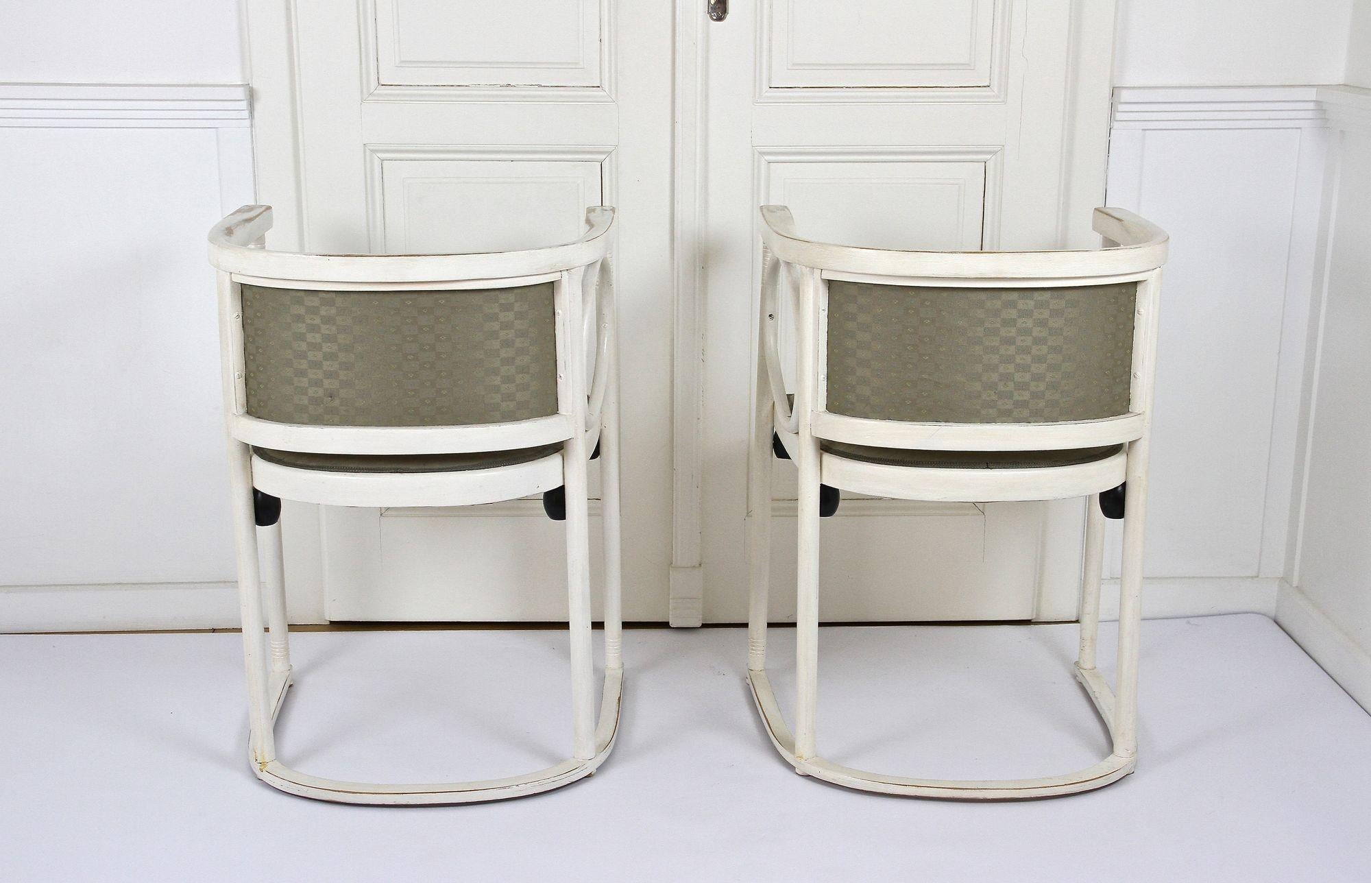 Art Nouveau Thonet Armchairs by Josef Hoffmann, White Lacquered, AT ca. 1905 For Sale 1