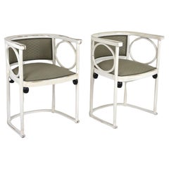 Antique Art Nouveau Thonet Armchairs by Josef Hoffmann, White Lacquered, AT ca. 1905