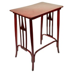 Art Nouveau Thonet Bent Beechwood Side Table in Padouk Tint French Polish Finish