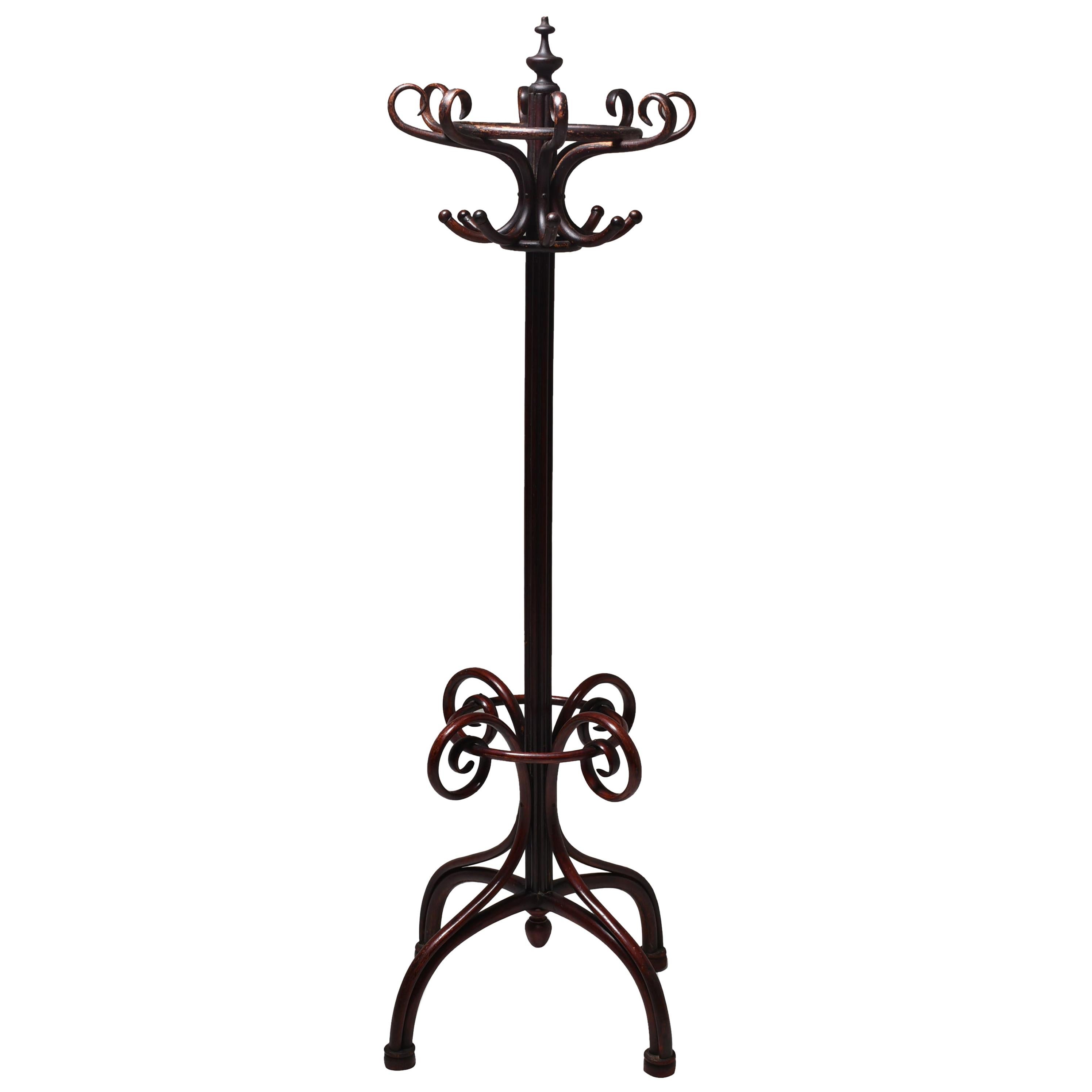 Art Nouveau Thonet Bent Wood Free Standing Coat Rack, France, 1900